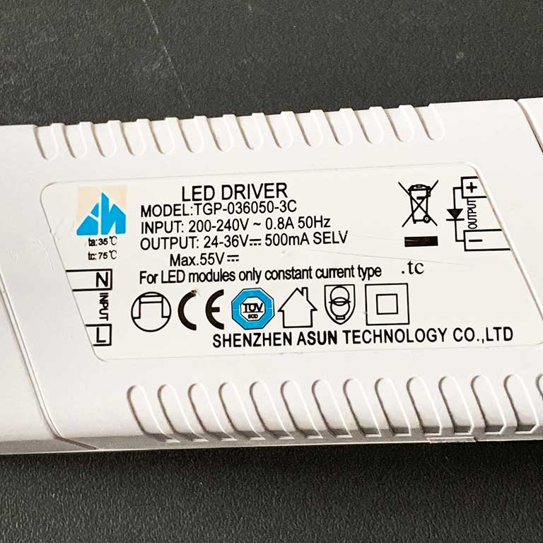 LED Treiber Trafo Shenzhen Asun TGP-036050-3C Ersatztrafo DC 500mA Driver