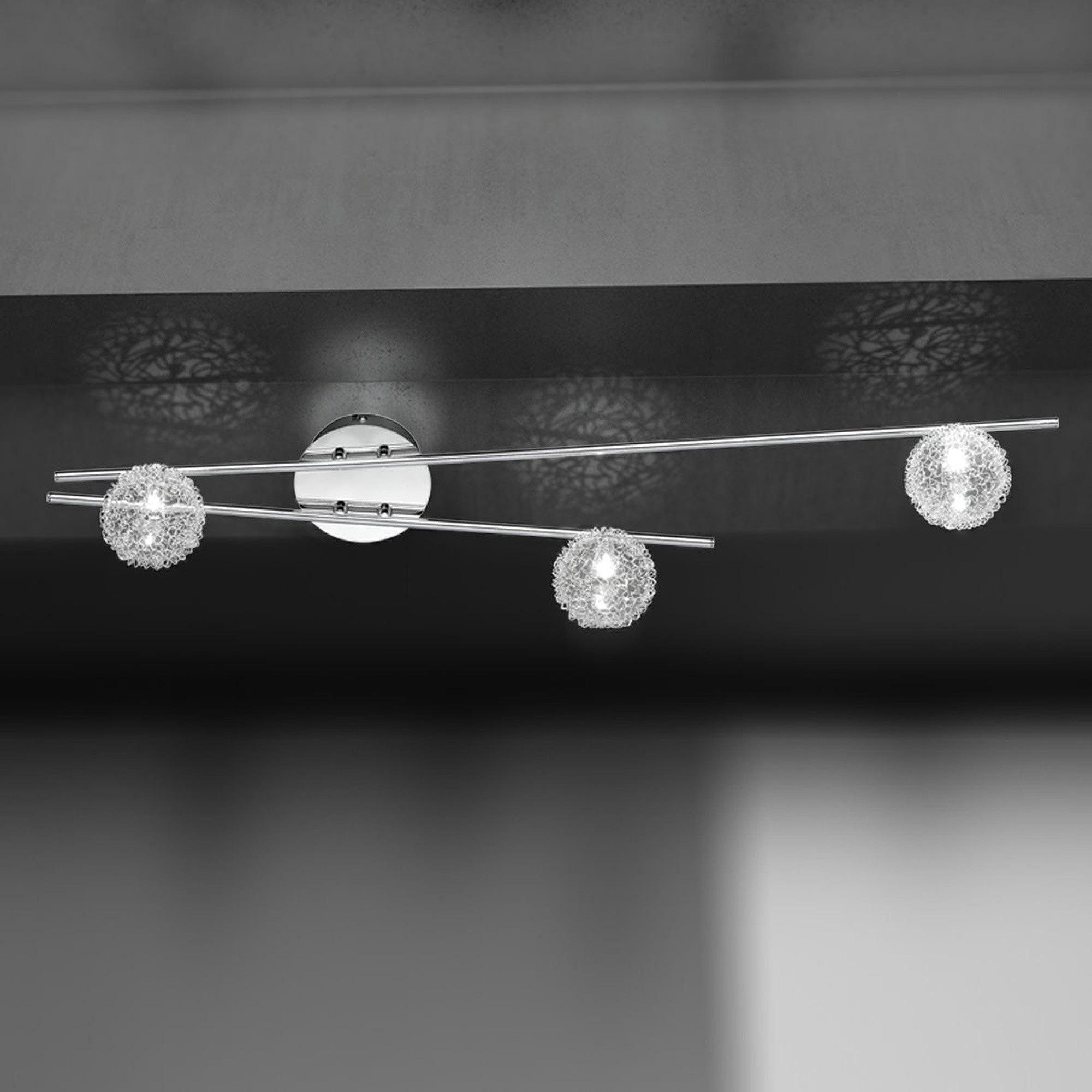 Wofi Deckenleuchte Arc 3-flg Chrom Glas Kugel Draht aussen 60 Watt 960